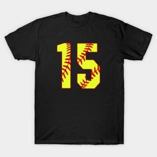 Fastpitch Softball Number 15 #15 Softball Shirt Jersey Uniform Favorite Player Biggest Fan T-Shirt